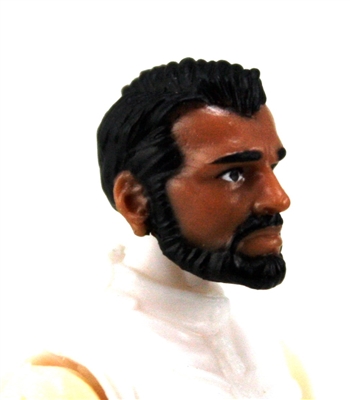 Male Head: "Ranger" Tan Skin Tone with BLACK BEARD - 1:18 Scale MTF Accessory for 3-3/4" Action Figures