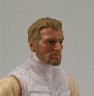 Male Head: "Ranger" Light Skin Tone with LIGHT BROWN BEARD - 1:18 Scale MTF Accessory for 3-3/4" Action Figures
