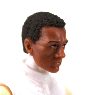 Male Head: "Vanguard" Tan Skin Tone with BROWN Hair - 1:18 Scale MTF Accessory for 3-3/4" Action Figures