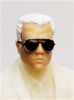 Male Head: "Miles" Light Skin Tone with Aviator Sunglasses & White Hair - 1:18 Scale MTF Accessory for 3-3/4" Action Figures