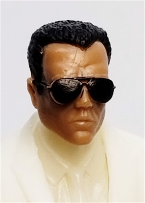Male Head: "Miles" Tan Skin Tone with Aviator Sunglasses & Black Hair - 1:18 Scale MTF Accessory for 3-3/4" Action Figures