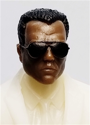 Male Head: "Miles" Dark Skin Tone with Aviator Sunglasses & Black Hair - 1:18 Scale MTF Accessory for 3-3/4" Action Figures