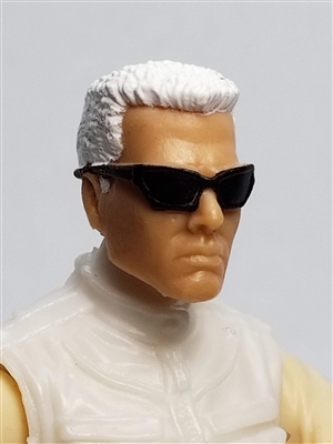 Male Head:  "DUTCH" Light Skin Tone with Sport Sunglasses & White Hair - 1:18 Scale MTF Accessory for 3-3/4" Action Figures