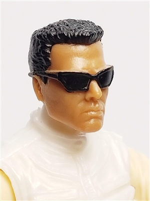 Male Head:  "DUTCH" Tan Skin Tone with Sport Sunglasses & Black Hair - 1:18 Scale MTF Accessory for 3-3/4" Action Figures