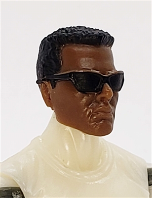Male Head:  "DUTCH" Dark Skin Tone with Sport Sunglasses & Black Hair - 1:18 Scale MTF Accessory for 3-3/4" Action Figures
