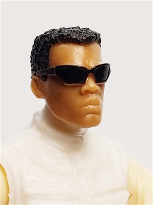 Male Head: "Paul" Tan Skin Tone with Sport Sunglasses & Black Hair - 1:18 Scale MTF Accessory for 3-3/4" Action Figures