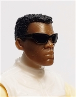 Male Head: "Paul" Dark Skin Tone with Sport Sunglasses & Black Hair - 1:18 Scale MTF Accessory for 3-3/4" Action Figures