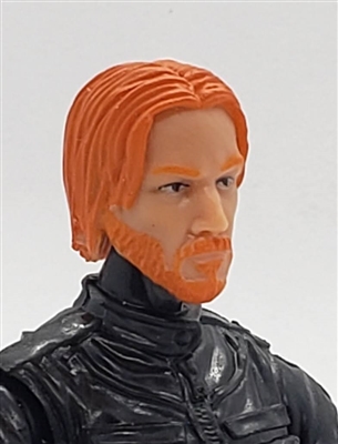 Male Head: "THEODORE" Light Skin Tone with RED BEARD - 1:18 Scale MTF Accessory for 3-3/4" Action Figures