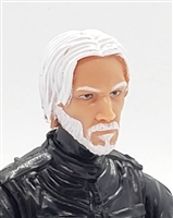 Male Head: "THEODORE" Light Skin Tone with WHITE BEARD - 1:18 Scale MTF Accessory for 3-3/4" Action Figures