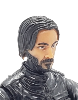 Male Head: "THEODORE" TAN Skin Tone with BLACK BEARD - 1:18 Scale MTF Accessory for 3-3/4" Action Figures