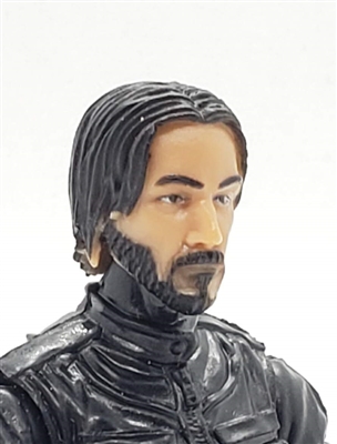 Male Head: "THEODORE" LIGHT TAN (Asian) Skin Tone with BLACK BEARD - 1:18 Scale MTF Accessory for 3-3/4" Action Figures