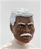 Male Head: "PJ" DARK Skin Tone with WHITE Hair & Mustache - 1:18 Scale MTF Accessory for 3-3/4" Action Figures