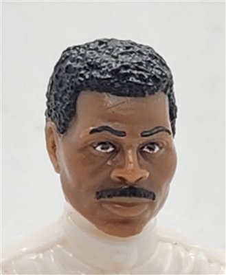Male Head: "PJ" DARK Skin Tone with BLACK Hair & Mustache - 1:18 Scale MTF Accessory for 3-3/4" Action Figures