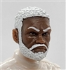 Male Head: "AJANI" DARK Skin Tone with WHITE BEARD - 1:18 Scale MTF Accessory for 3-3/4" Action Figures