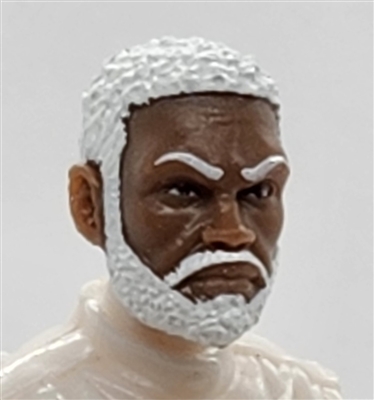 Male Head: "AJANI" DARK Skin Tone with WHITE BEARD - 1:18 Scale MTF Accessory for 3-3/4" Action Figures