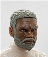 Male Head: "AJANI" DARK Skin Tone with GRAY BEARD - 1:18 Scale MTF Accessory for 3-3/4" Action Figures