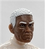 Male Head: "KWAME" DARK Skin Tone with WHITE Hair - 1:18 Scale MTF Accessory for 3-3/4" Action Figures