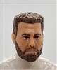 Male Head: "DAVE" Light Skin Tone with BROWN BEARD - 1:18 Scale MTF Accessory for 3-3/4" Action Figures