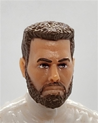 Male Head: "DAVE" Light Skin Tone with BROWN BEARD - 1:18 Scale MTF Accessory for 3-3/4" Action Figures