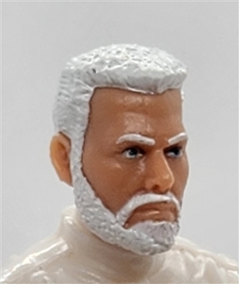 Male Head: "DAVE" Light Skin Tone with WHITE BEARD - 1:18 Scale MTF Accessory for 3-3/4" Action Figures