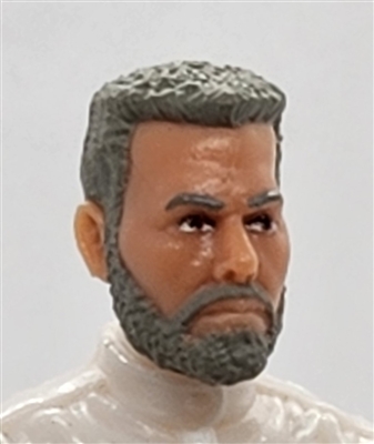 Male Head: "DAVE" Light Skin Tone with GRAY BEARD - 1:18 Scale MTF Accessory for 3-3/4" Action Figures