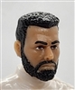 Male Head: "DAVE" LIGHT-TAN (ASIAN) Skin Tone with BLACK BEARD - 1:18 Scale MTF Accessory for 3-3/4" Action Figures