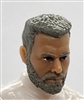 Male Head: "DAVE" LIGHT-TAN (ASIAN) Skin Tone with GRAY BEARD - 1:18 Scale MTF Accessory for 3-3/4" Action Figures
