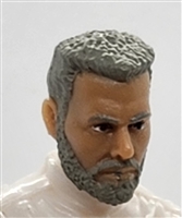 Male Head: "DAVE" LIGHT-TAN (ASIAN) Skin Tone with GRAY BEARD - 1:18 Scale MTF Accessory for 3-3/4" Action Figures