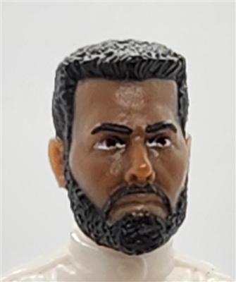 Male Head: "DAVE" DARK Skin Tone with BLACK BEARD - 1:18 Scale MTF Accessory for 3-3/4" Action Figures