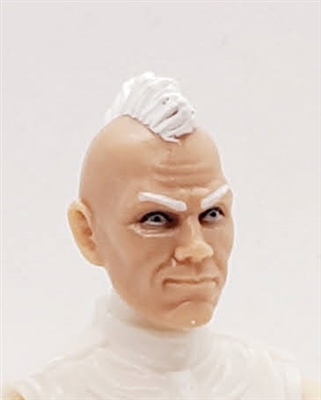 Male Head: "RYAN" Light Skin Tone with WHITE MOHAWK Hair - 1:18 Scale MTF Accessory for 3-3/4" Action Figures