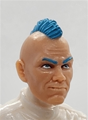 Male Head: "RYAN" Light Skin Tone with BLUE MOHAWK - 1:18 Scale MTF Accessory for 3-3/4" Action Figures