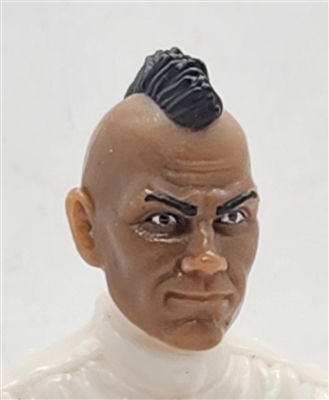 Male Head: "RYAN" DARK Skin Tone with BLACK MOHAWK Hair - 1:18 Scale MTF Accessory for 3-3/4" Action Figures
