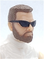 Male Head: "MATT" Light Skin Tone with BROWN BEARD & Sunglasses- 1:18 Scale MTF Accessory for 3-3/4" Action Figures