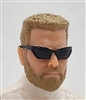 Male Head: "MATT" LIGHT Skin Tone with LIGHT BROWN BEARD & Sunglasses- 1:18 Scale MTF Accessory for 3-3/4" Action Figures
