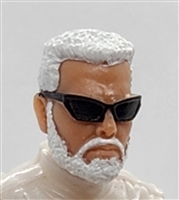 Male Head: "MATT" LIGHT Skin Tone with WHITE BEARD & Sunglasses- 1:18 Scale MTF Accessory for 3-3/4" Action Figures