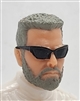 Male Head: "MATT" LIGHT Skin Tone with GRAY BEARD & Sunglasses- 1:18 Scale MTF Accessory for 3-3/4" Action Figures