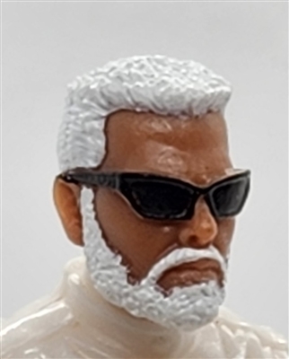 Male Head: "MATT" TAN Skin Tone with WHITE BEARD & Sunglasses- 1:18 Scale MTF Accessory for 3-3/4" Action Figures