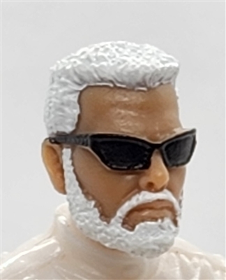 Male Head: "MATT" LIGHT-TAN (ASIAN) Skin Tone with WHITE BEARD & Sunglasses- 1:18 Scale MTF Accessory for 3-3/4" Action Figures
