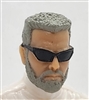 Male Head: "MATT" LIGHT-TAN (ASIAN) Skin Tone with GRAY BEARD & Sunglasses- 1:18 Scale MTF Accessory for 3-3/4" Action Figures