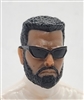 Male Head: "MATT" DARK Skin Tone with BLACK BEARD & Sunglasses- 1:18 Scale MTF Accessory for 3-3/4" Action Figures