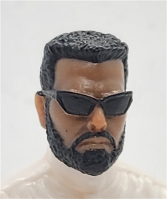 Male Head: "MATT" DARK Skin Tone with BLACK BEARD & Sunglasses- 1:18 Scale MTF Accessory for 3-3/4" Action Figures