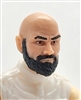 Male Head: "RUSSELL" Light Skin Tone with Bald Head & BLACK BEARD - 1:18 Scale MTF Accessory for 3-3/4" Action Figures