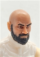 Male Head: "RUSSELL" TAN Skin Tone with Bald Head & BLACK BEARD - 1:18 Scale MTF Accessory for 3-3/4" Action Figures