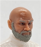 Male Head: "RUSSELL" TAN Skin Tone with Bald Head & GRAY BEARD - 1:18 Scale MTF Accessory for 3-3/4" Action Figures