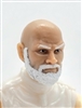 Male Head: "RUSSELL" Light-Tan (Asian) Skin Tone with Bald Head & WHITE BEARD - 1:18 Scale MTF Accessory for 3-3/4" Action Figures