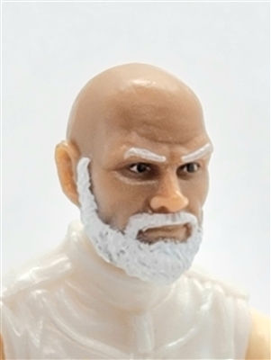 Male Head: "RUSSELL" Light-Tan (Asian) Skin Tone with Bald Head & WHITE BEARD - 1:18 Scale MTF Accessory for 3-3/4" Action Figures
