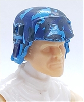 Headgear: Armor Helmet BLUE CAMO Version - 1:18 Scale Modular MTF Accessory for 3-3/4" Action Figures