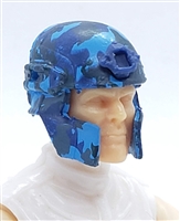 Headgear: Tactical Helmet BLUE CAMO Version - 1:18 Scale Modular MTF Accessory for 3-3/4" Action Figures