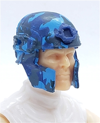 Headgear: Tactical Helmet BLUE CAMO Version - 1:18 Scale Modular MTF Accessory for 3-3/4" Action Figures