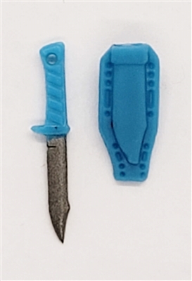 Fighting Knife & Sheath: Large Size LIGHT BLUE  Version - 1:18 Scale Modular MTF Accessory for 3-3/4" Action Figures